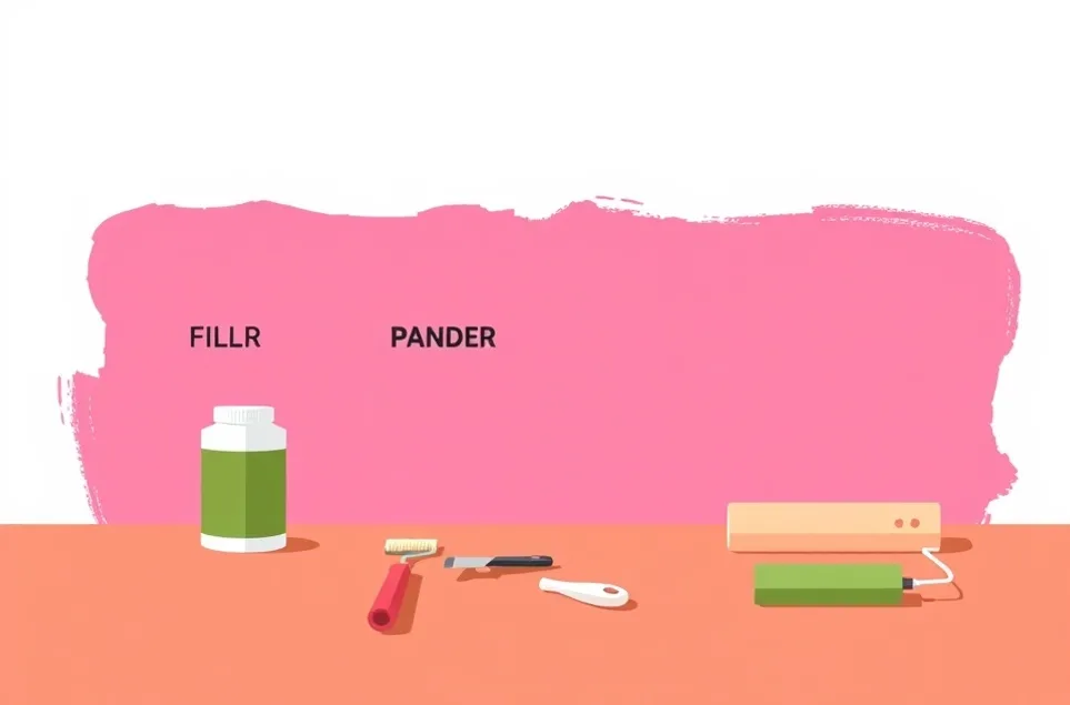 Outils de peinture disposés dans l'ordre des étapes du chantier